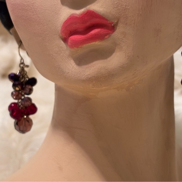 50% Off - Pretty dangle Earrings with various Purple shades of AB Crystal beads - Picture 8 of 14